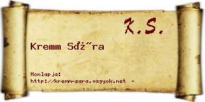 Kremm Sára névjegykártya
